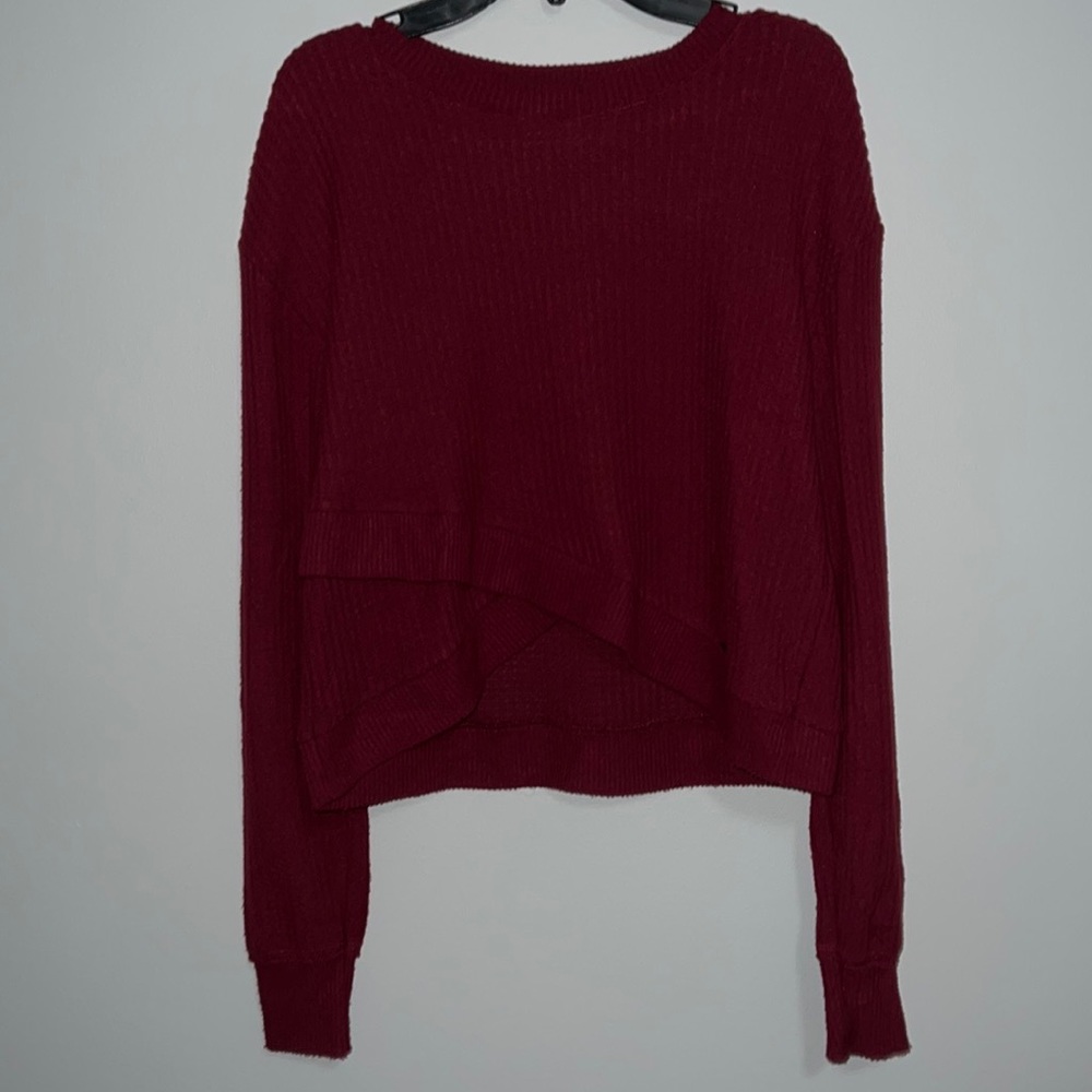 Hollister Woman’s Maroon Front-cross Soft Waffle Long Sleeve XS